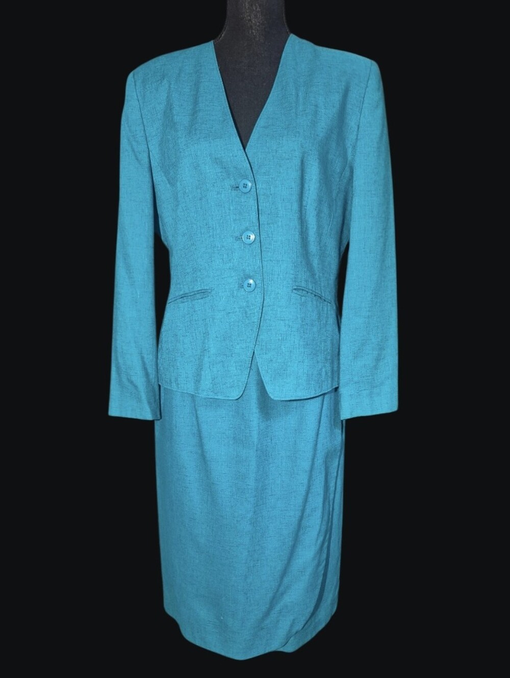 Vintage Country Sophisticates Pendleton Teal Wrap Skirt Suit Set - Size 12